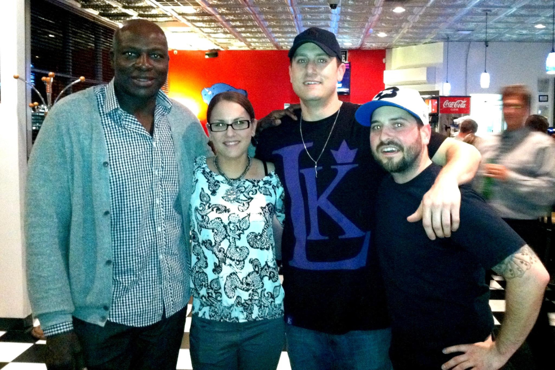 Hall of Famer Bruce Smith with Steph, Russ and Ryan at the original Dirty Buffalo