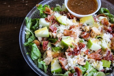 Apple Bacon Chicken salad with white cheddar and balsamic vinaigrette