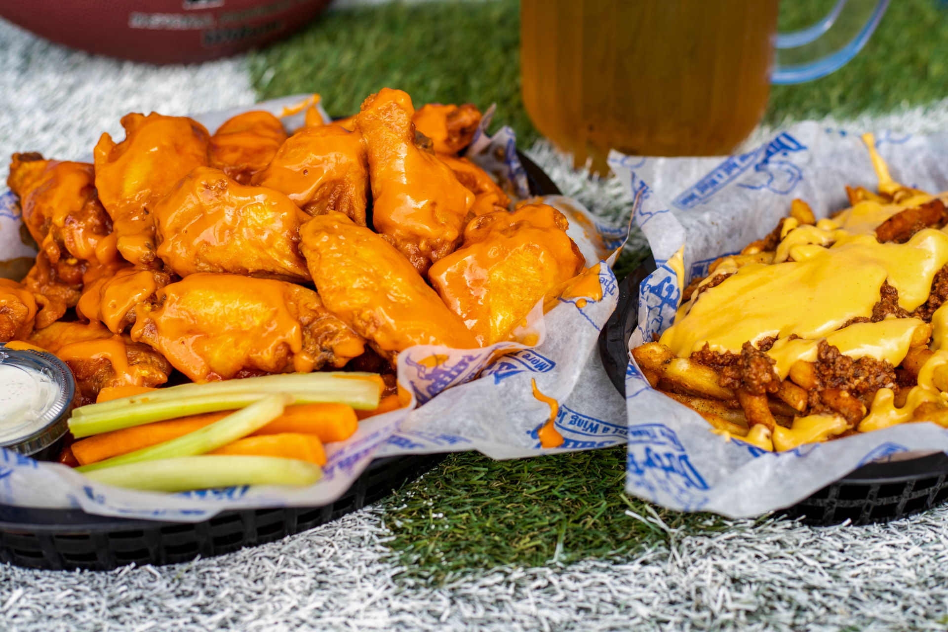 15 piece buffalo wing combo with Dirty Fries, celery, carrots and bleu cheese