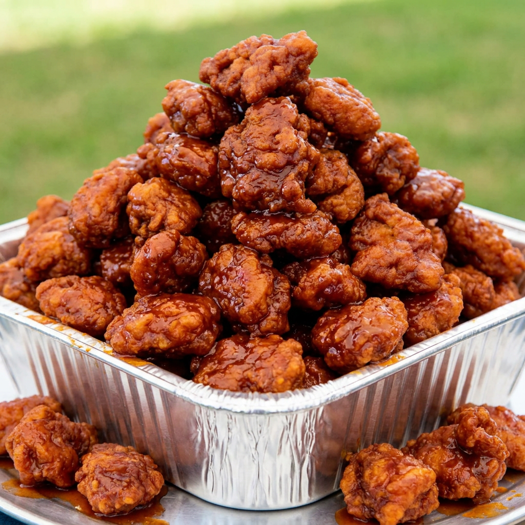 A container of boneless wings with ranch, carrots and celery